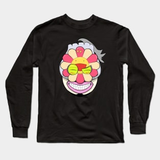 Dope Sunflower smily face mask illustration Long Sleeve T-Shirt